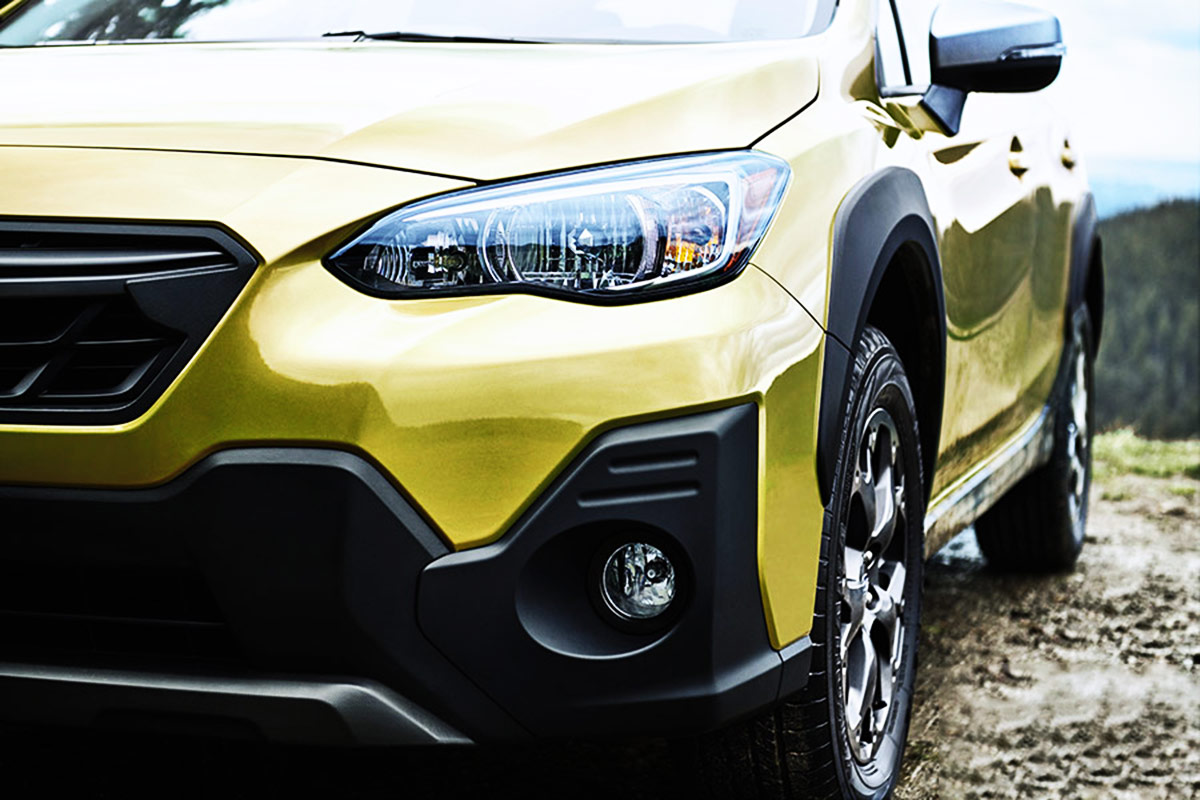 The 2021 Crosstrek Sport with its bright yellow color