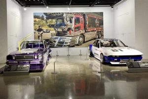 Two zokushas being displayed at Petersen Automotive Museum