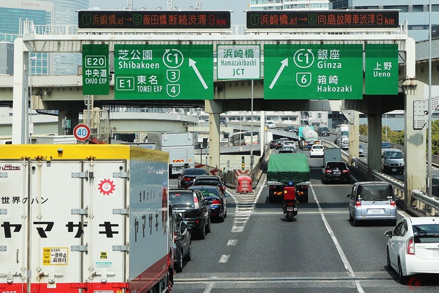 C1都心環状線と1号羽田線が接続する浜崎橋JCT