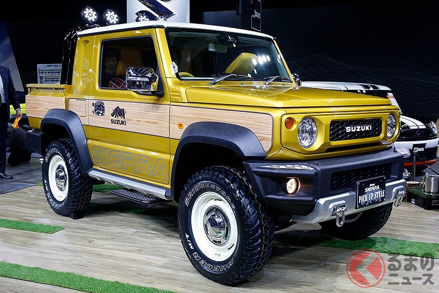 来場者から熱い視線が送られた「ジムニーシエラ ピックアップ スタイル」