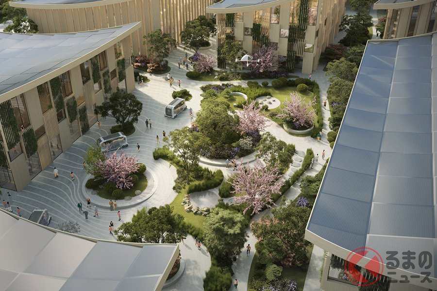 トヨタが2020年1月に発表したコネクティッド・シティの実証都市「Woven City」(ウーブン・シティ)のイメージ図