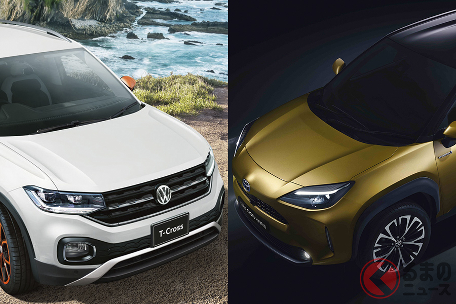 4月23日に世界初公開されたコンパクトSUVトヨタ「ヤリスクロス」と、日本でも人気の輸入SUV、フォルクスワーゲン「Tクロス」