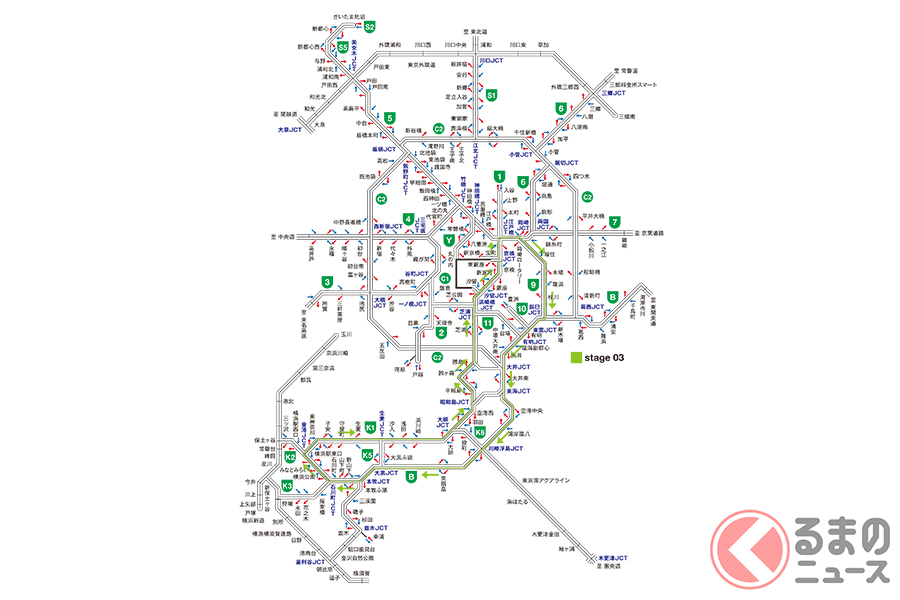 stage 03:夜景クルーズ周回コース/B〜K1〜1号〜9号周回