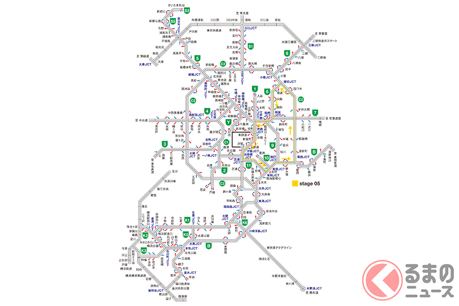 stage 05:東京夜景周回コース/C2〜6号〜C1〜11号〜B周回