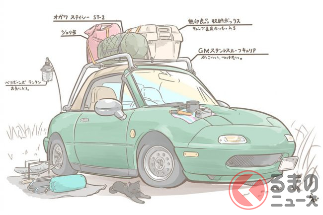 愛車はnaロードスター アクティブ女子のカーライフを描いたクルマイラストで旅気分 くるまのニュース 愛車はnaロードスター アクティブ女子のカーライフを描いたクルマイラストで旅気分 くるまのニュース
