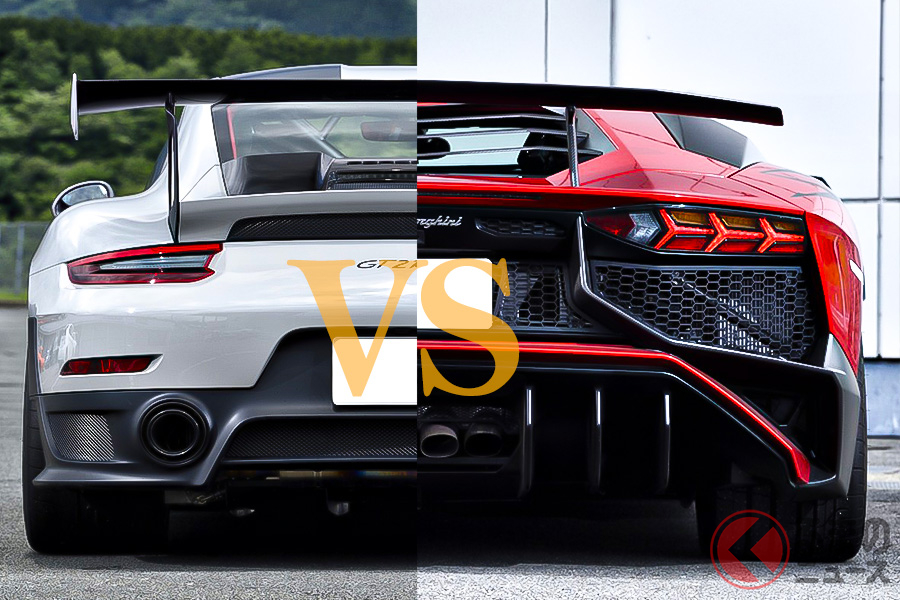 ポルシェ「911GT2RS」VSランボ「アヴェンタドールSV」