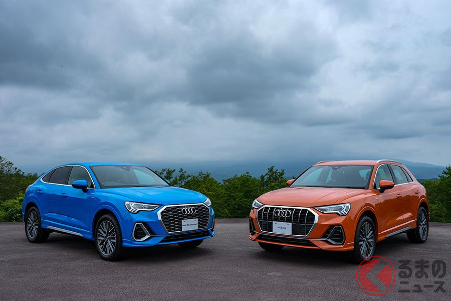 2020年7月7日に日本上陸をはたしたアウディ新型「Q3」(オレンジ)と「Q3スポーツバック」(青)