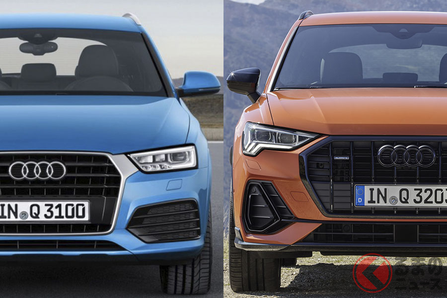 アウディ新型「Q3」(右)と初代「Q3」(左)