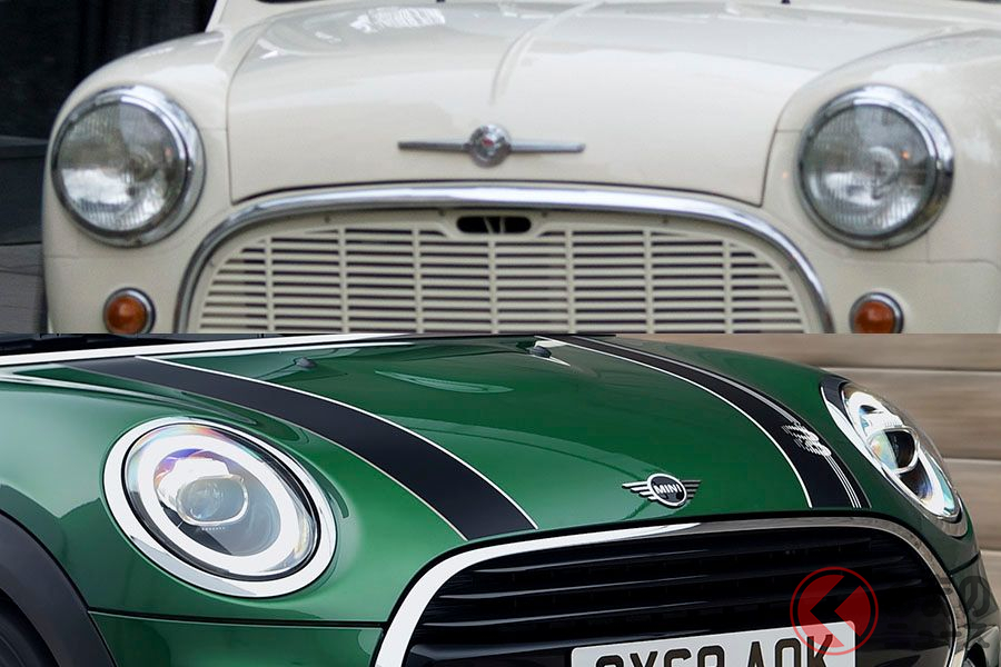 1959年製「モーリス・ミニ マイナー」と現行ミニ3ドア