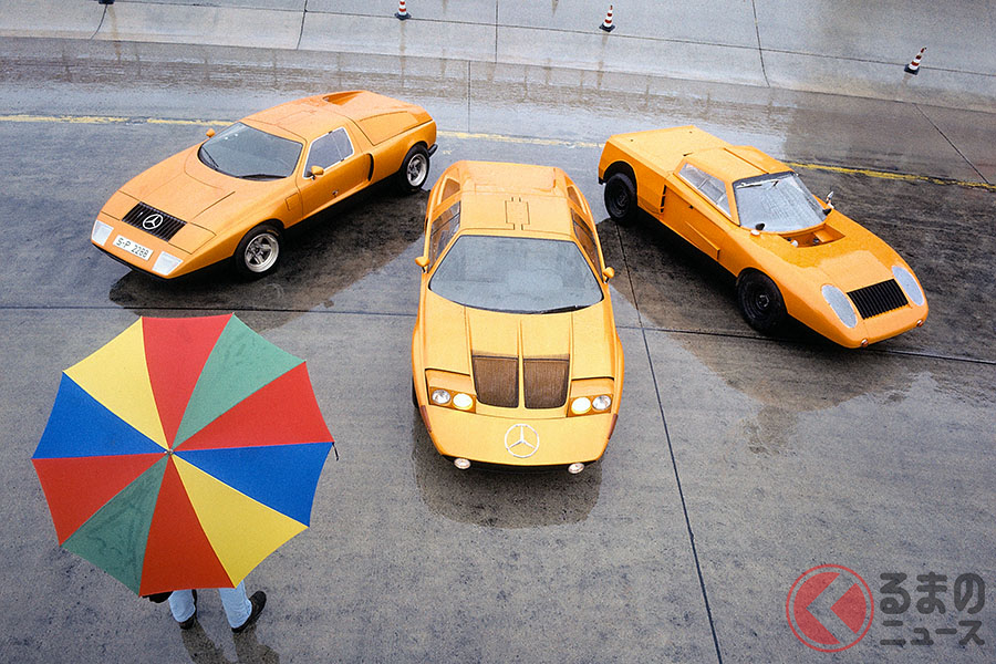 写真は右から「C111」のプロトタイプ、「C111-II」(1970年)、「C111」(1969年)