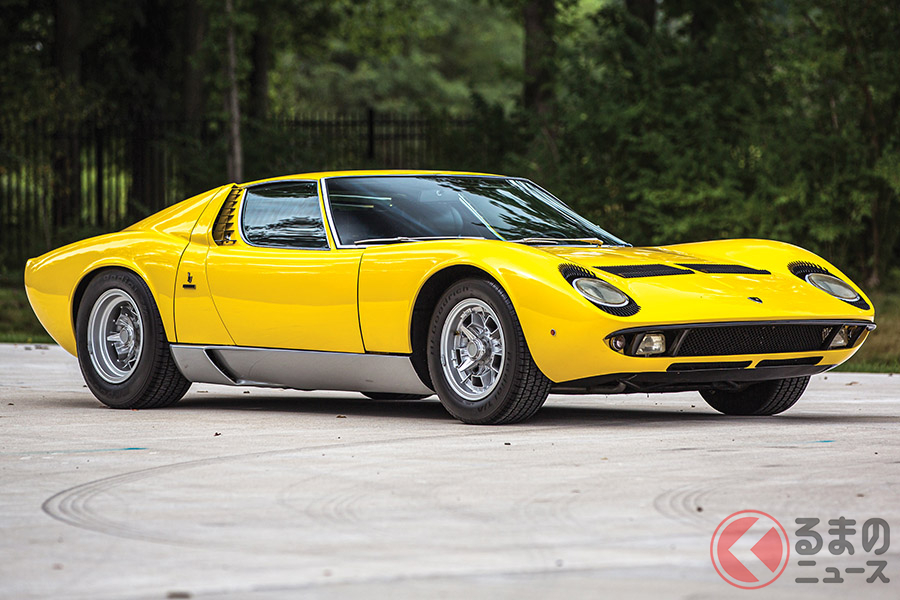 漫画では飛鳥ミノルの愛車として登場したランボルギーニ「ミウラ P400 S」は、約1億2000万円で落札(C)2020 Courtesy of RM Sotheby's