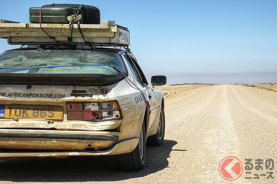 ポルシェ「944」は、62日間で2万1000km以上、26の国と5つの大きな砂漠を走りきった