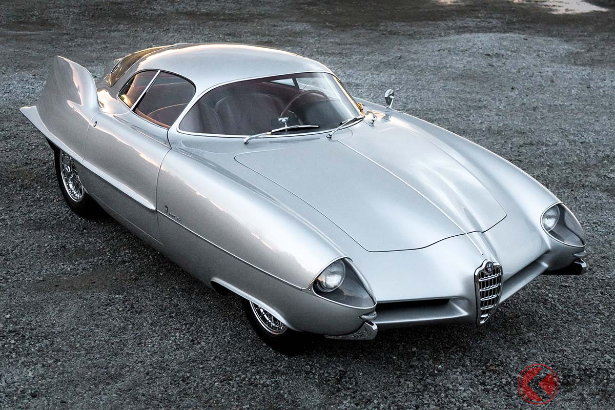 のちのベルトーネ製アルファ ロメオ生産モデル「ジュリエッタ・スプリント・スペチアーレ（SS）」に受け継がれるデザイン要素が強く感じられる「B.A.T.9」（C）2020 Courtesy of RM Sotheby's