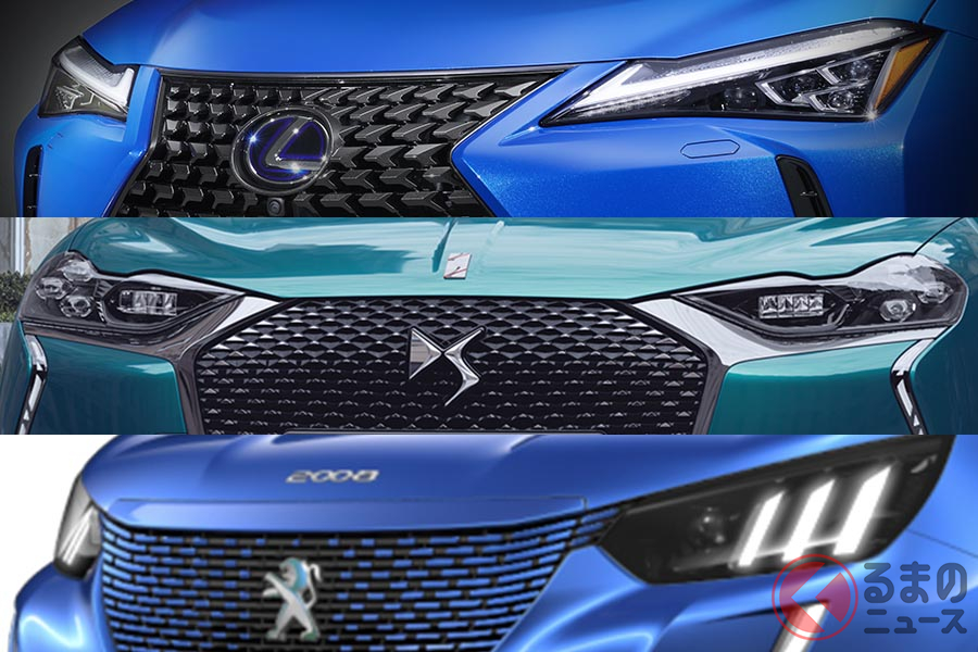 上からレクサス「UX300e」、DS「DS3クロスバック E-テンス」、プジョー「e-2008」