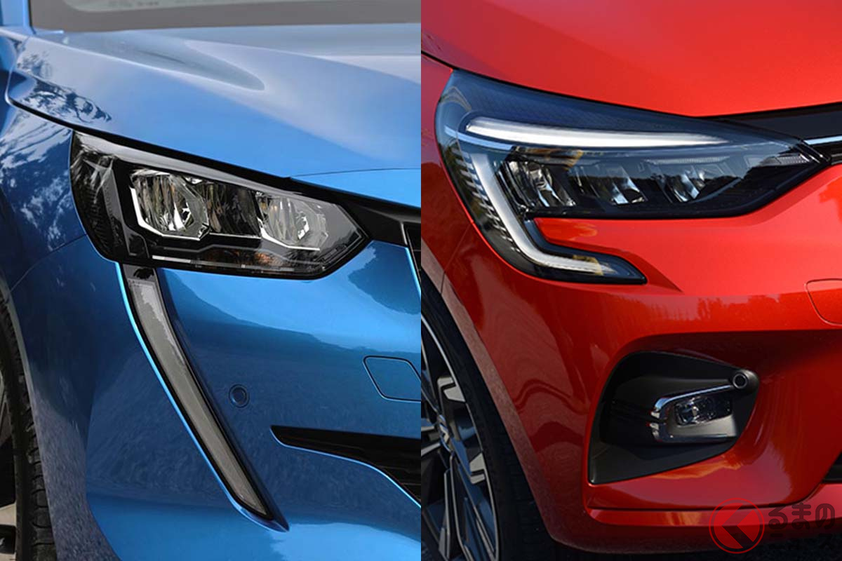 2020年7月2日に日本上陸したプジョー2代目新型「208」(左)と、11月6日に日本上陸したルノー5代目新型「ルーテシア(右)」