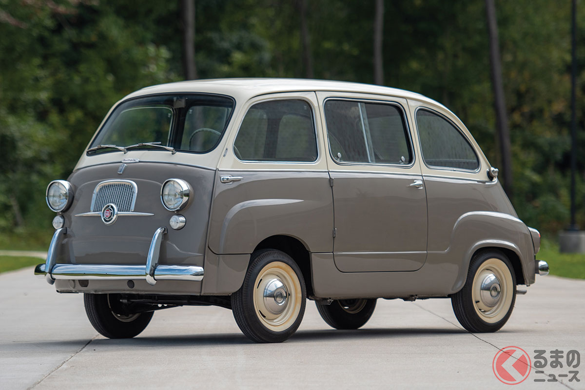 現在では定石となっている1BOX/3列シートのピープルムーバーの先駆けともいえるフィアット「600ムルティプラ」(C)2020 Courtesy of RM Sotheby's