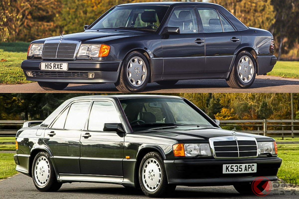 バブル時代に一世を風靡した2台のメルセデス・ベンツ。「500E」と「190E 2.5 コスワース」(C)SILVERSTONE AUCTIONS