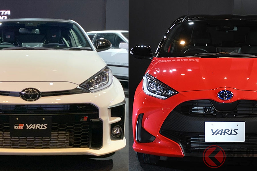 新型「GRヤリス」(左)と新型「ヤリス」何が異なるのか?
