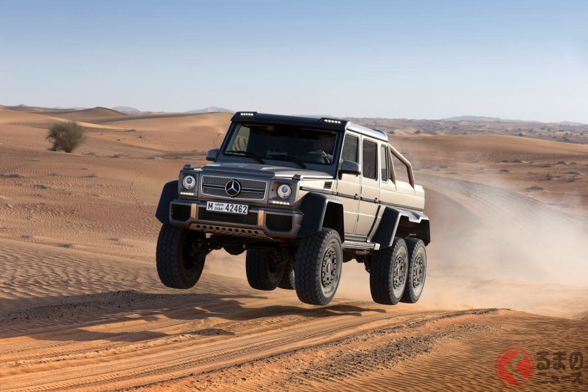 6輪駆動のメルセデス・ベンツ「G63AMG 6×6」。日本でも2014年4月に登場、5台限定で8000万円だった