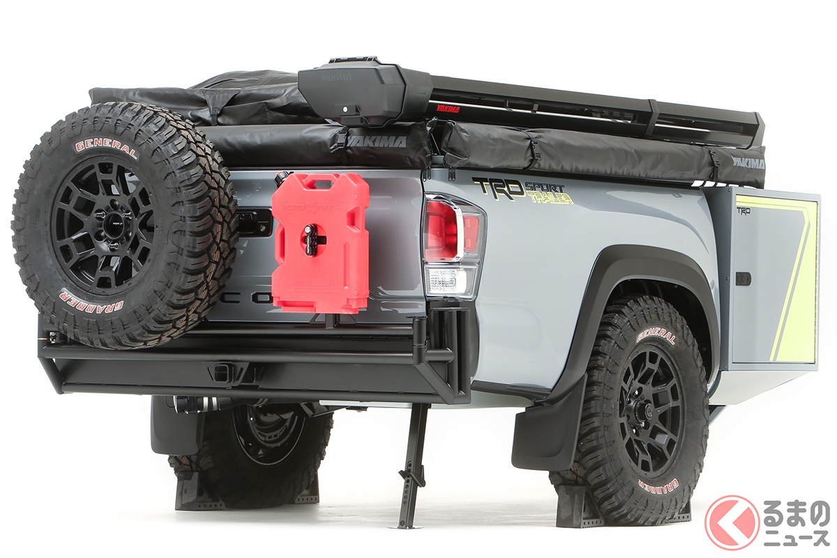 北米トヨタが公開した「TRDスポーツトレーラー」は、「ルーフテント」と「キャンピングトレーラー」を組み合わせたコンセプトモデル