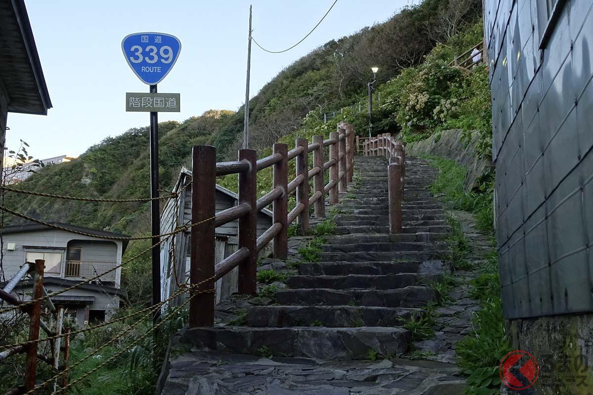 青森県にある日本唯一の「階段国道」(画像提供：＠expwy_signさん)