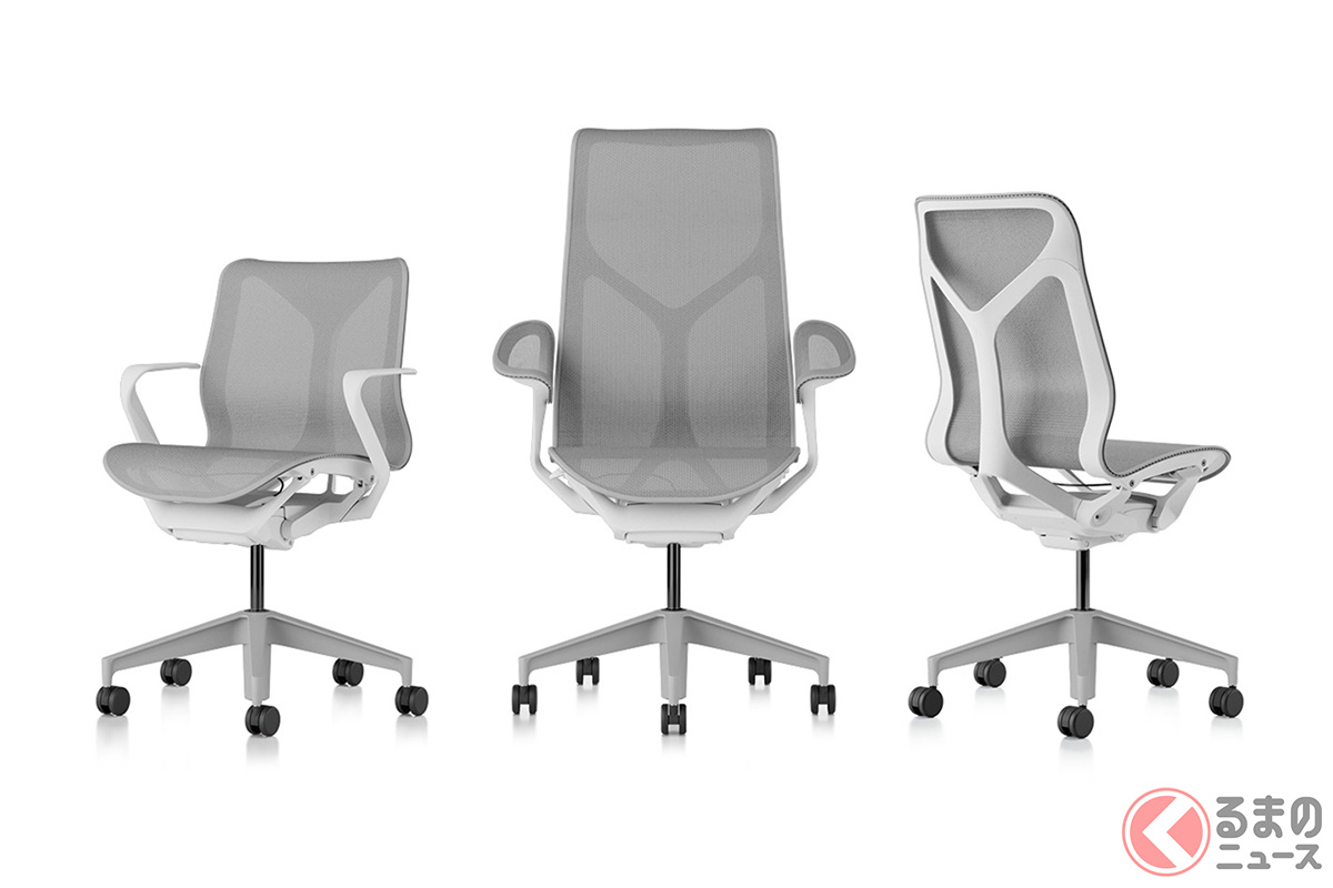 背もたれ3種類、アーム4種類のオプションが設定されているコズムチェア