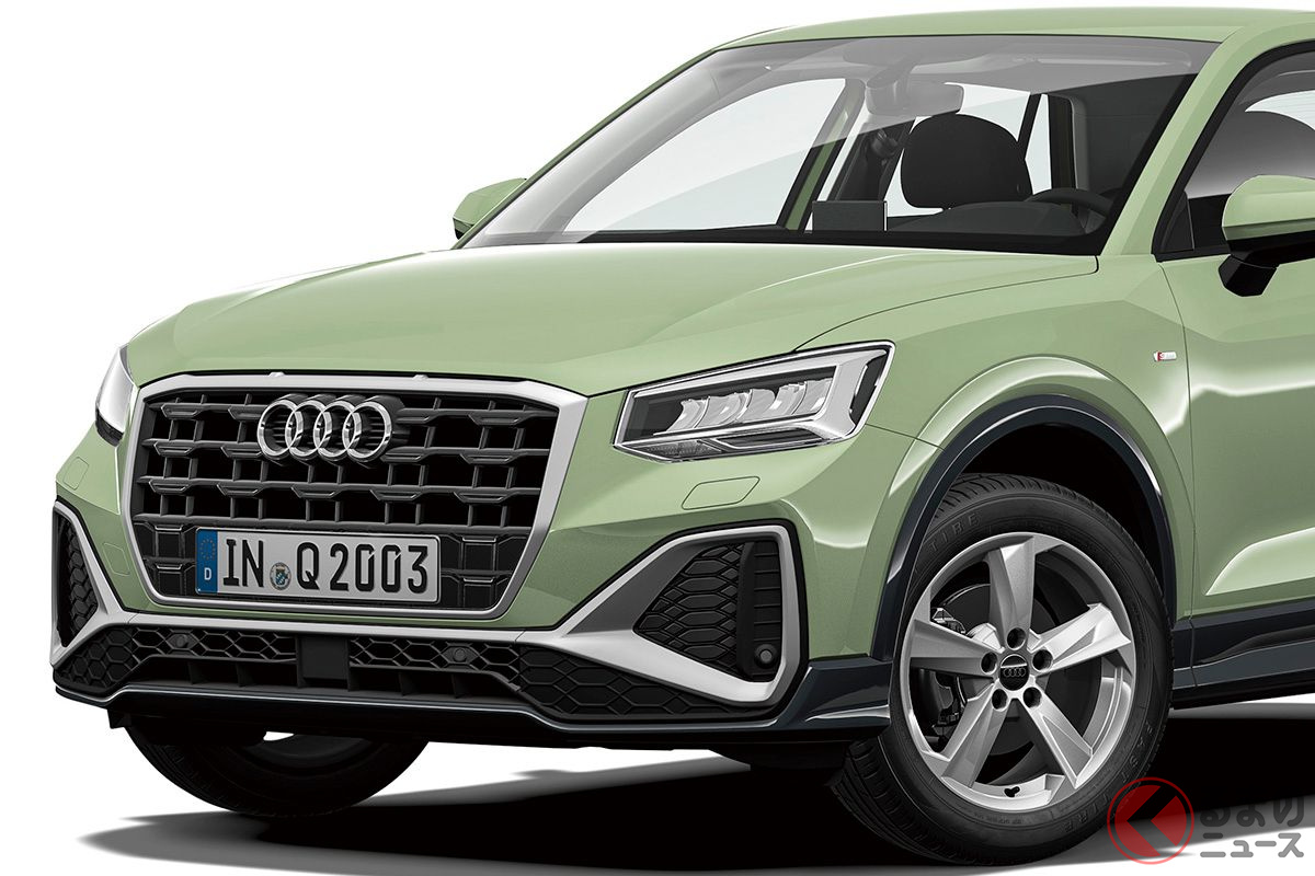 アウディ改良新型「Q2」。ボディカラーはアウディとして初となるアップルグリーンメタリック
