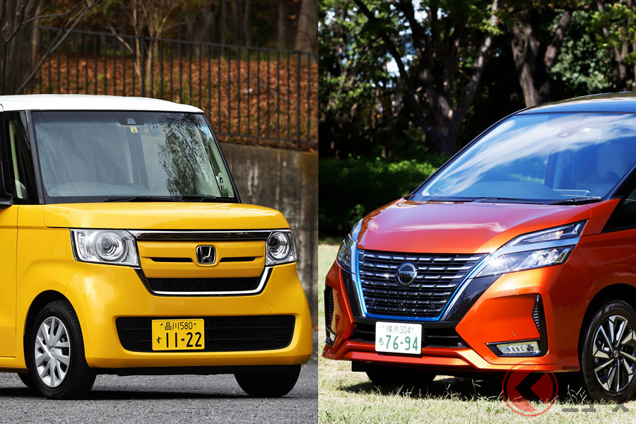 人気のボディカテゴリといえる軽自動車とミニバン（写真左：ホンダ「N-BOX」、写真右：日産「セレナ」）