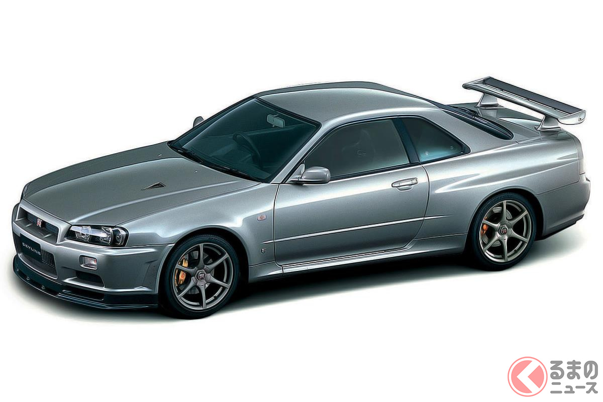 もはや新車価格の5倍近い値段となった「R34型 スカイラインGT-R」(画像は「VスペックIIニュル」)