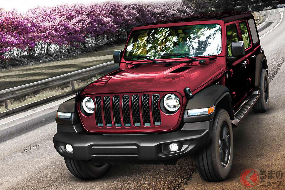 80周年限定車のカラー投票で2位に選ばれたスナッズベリーP/Cをまとった「ラングラー・アンリミテッド・スポーツ・アルティテュード」