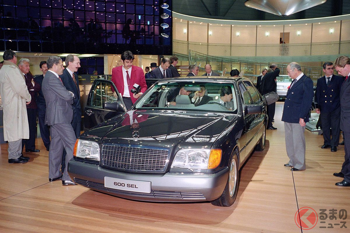 1991年のジュネーブショーで世界初公開されたW140型Sクラス。写真は600SEL
