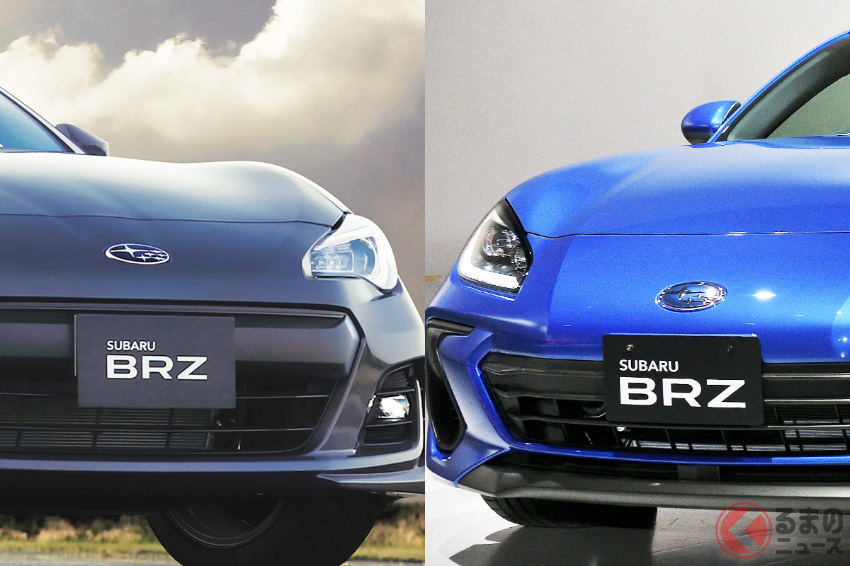スバルの初代「BRZ」(写真左)と新型の「BRZ」(写真右)