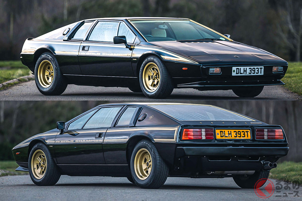 マセラティ「ブーメラン」が直接のモチーフとなったともいわれているロータス「エスプリ」(C)Silverstone Auctions Limited 2021