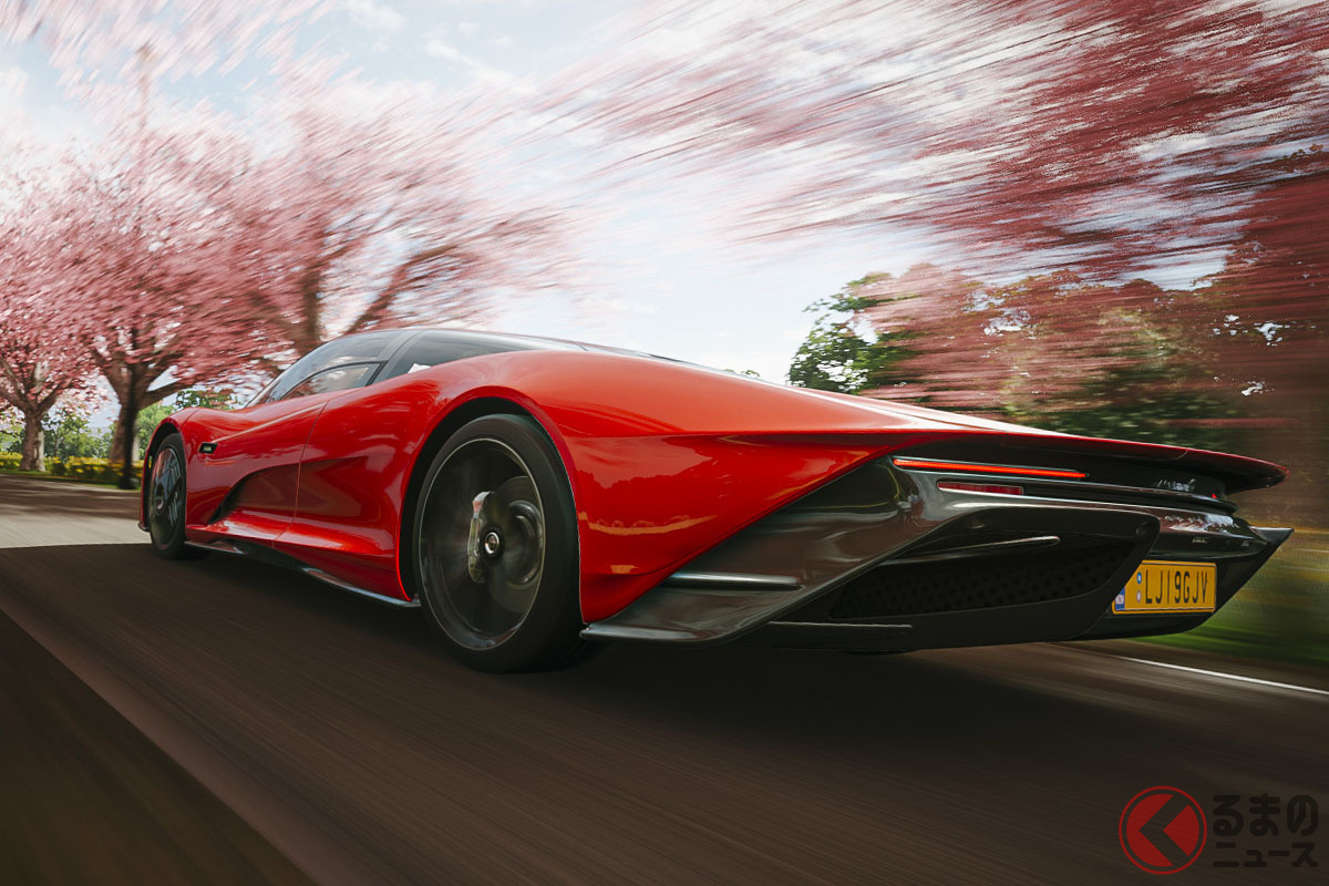 スピードテールの後部スクリーンに取付けられているブレーキランプは、ムーブメント下部からストラップまで続くオレンジラインで表現された