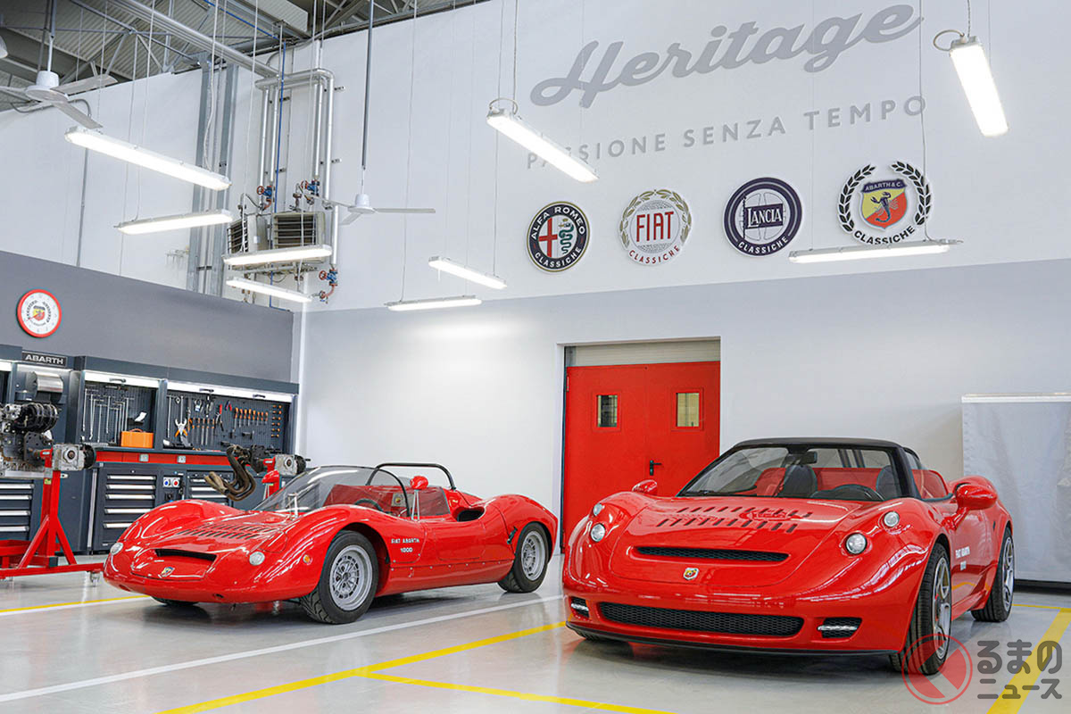 オリジナルの「フィアット・アバルト1000SP」(左)とワンオフのコンセプトモデル「アバルト1000SP」(右)