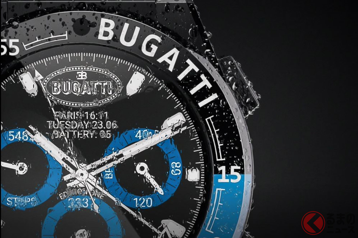 1回の充電で最大で14日間稼働。100m防水なのでスイミングでも使えるブガッティ スマートウォッチ