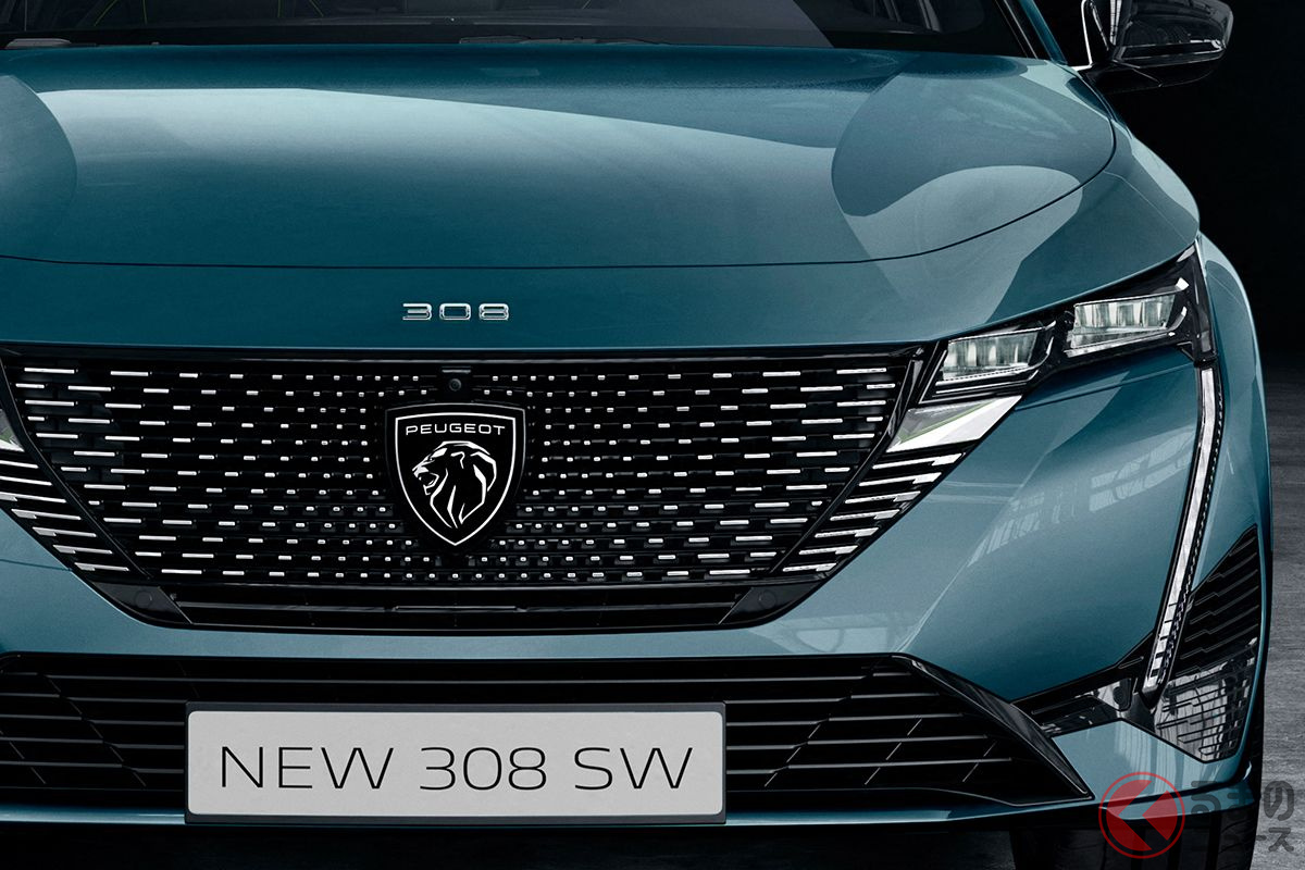 世界初公開されたプジョー新型「308SW」のフロントデザイン