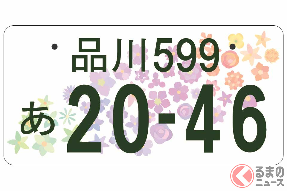 全国の県花をモチーフにした新たな全国版図柄入りナンバーデザイン(画像:国土交通省)