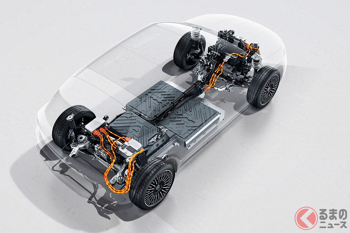 コンパクトSUV型EV「EQA」の透視図。日本でも2021年4月にメルセデスのEV「EQシリーズ」の第2弾として登場している