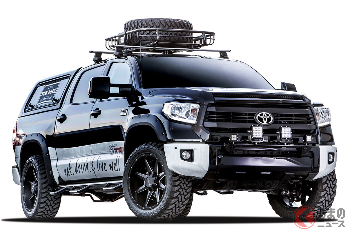 最強キャンプ車 5m超トヨタ タンドラ のゴツ顔パリピ仕様にファン注目 ビール飲んでプレステ可能 くるまのニュース 最強キャンプ車 5m超トヨタ タンドラ のゴツ顔パリピ仕様にファン注目 ビール飲んでプレステ可能 くるまのニュース