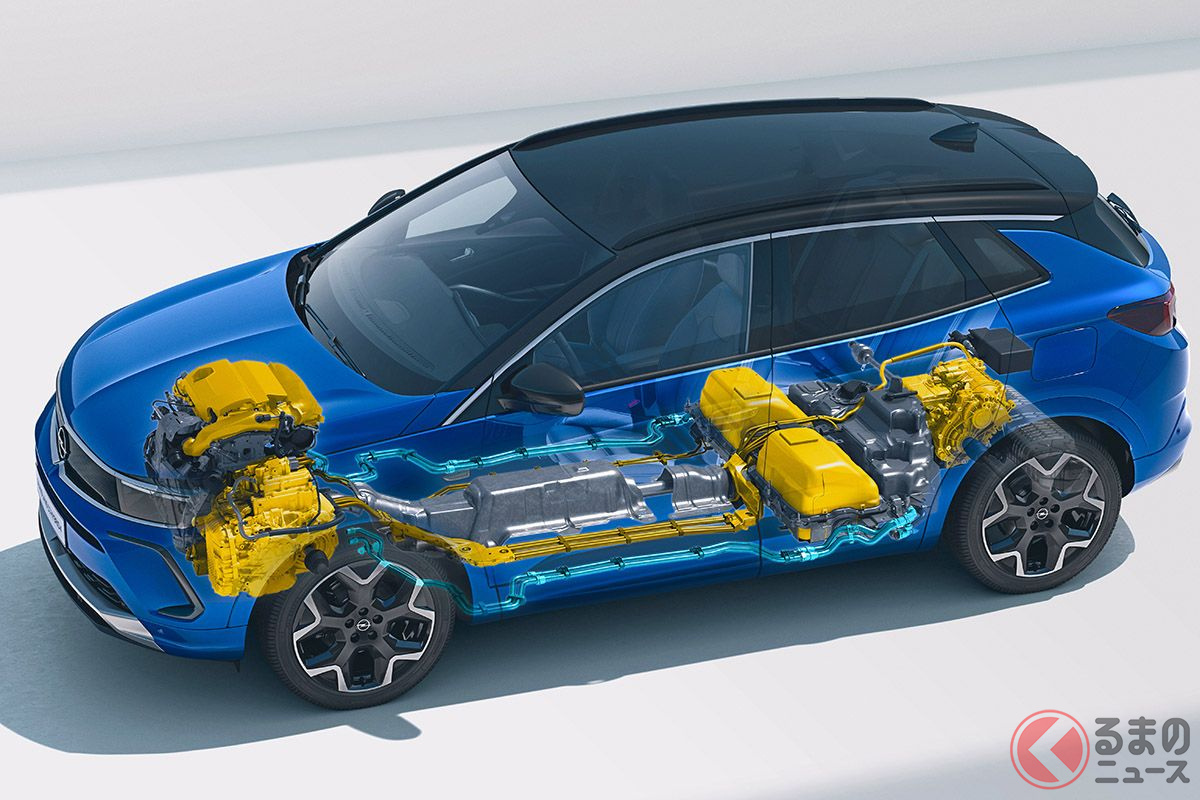 オペル改良新型「グランドランドハイブリッド4」の透視図