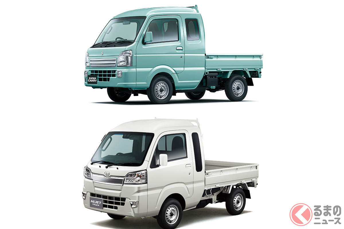 室内が広い! スズキ「スーパーキャリイ(上)」とダイハツ「ハイゼットジャンボ(下)」