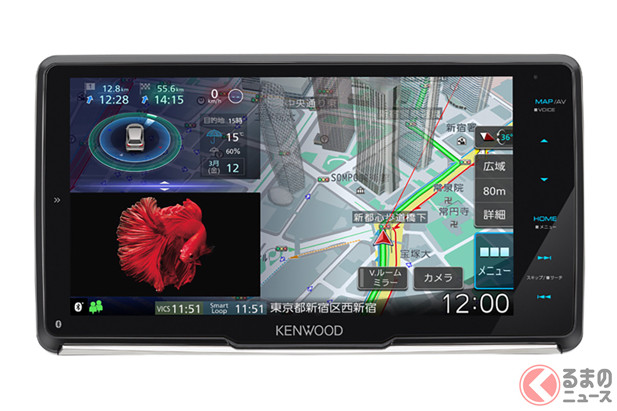 9V型フローティングモデルで280車種以上に装着可能な「彩速ナビ MDV-M908HDF」