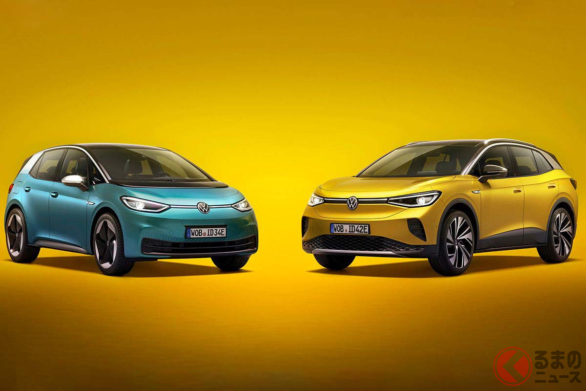 VWの電気自動車「ID.3」(写真左)と「ID.4」(右)。日本ではまだ発売されていない