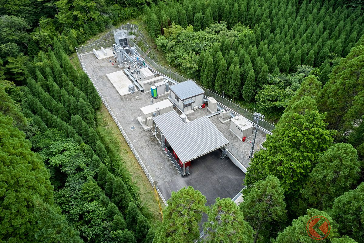 大林組の地熱発電およびグリーン水素製造実証プラント。大分県九重町にある