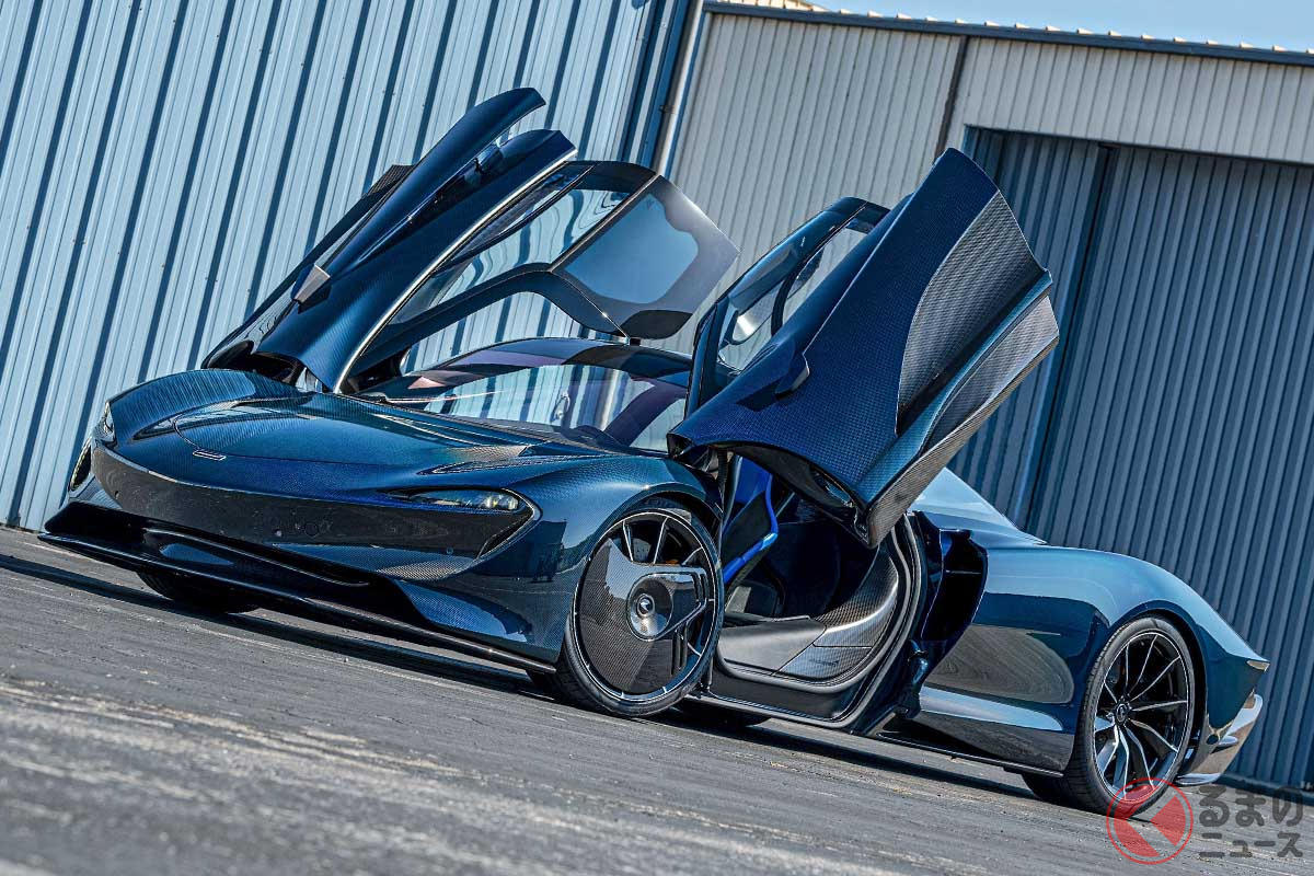 最高速度403km/h、0-300km/h加速13秒ジャストという性能を誇るマクラーレン「スピードテール」(C)2021 Courtesy of RM Sotheby's