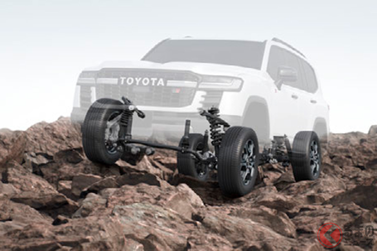 トヨタ新型「ランドクルーザー(GR SPORT)」のE-KDSS作動イメージ