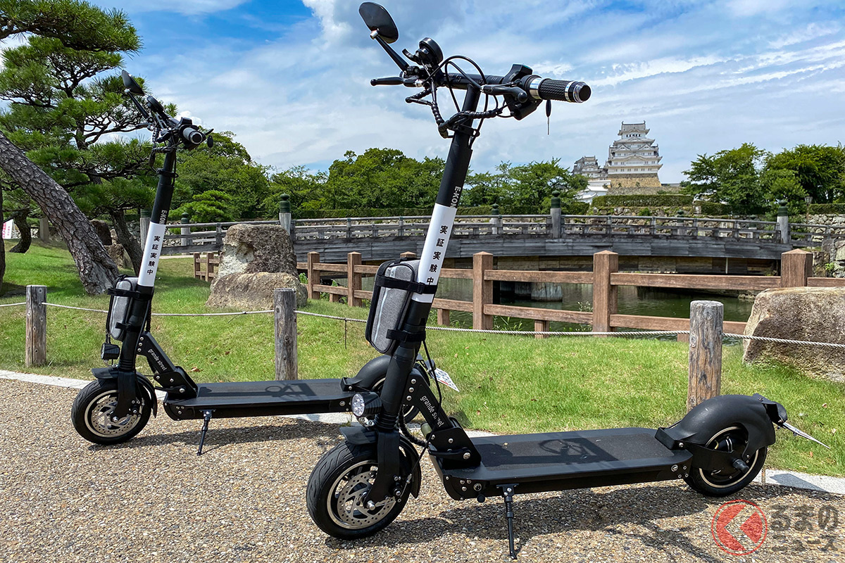 兵庫県姫路市でも電動キックボードの実証実験が実施された(画像:E-KON)