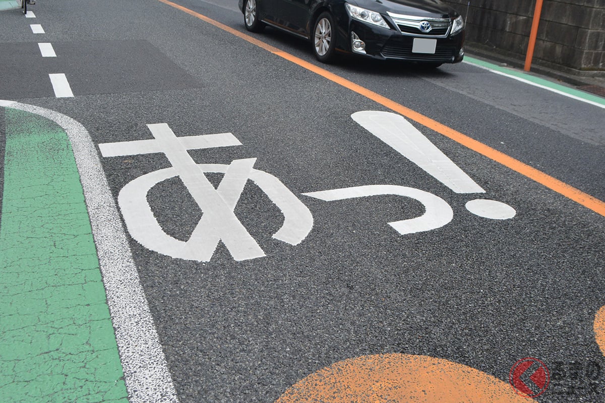 川崎市幸区の小向本通りにある「あっ!」の標示にはどんな意味があるのか?