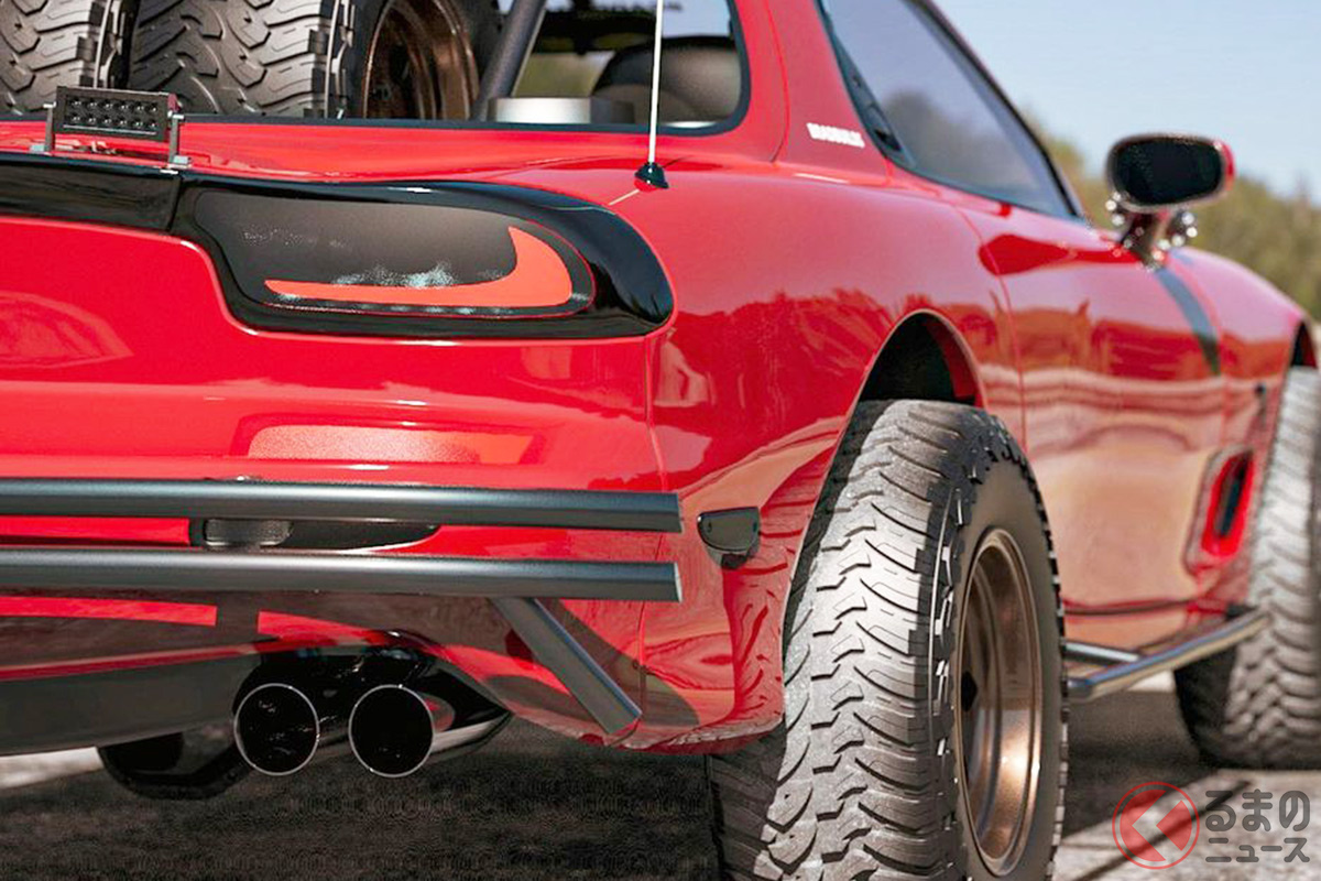 こんなRX-7があってもいいじゃない! リフトアップされた素敵なカスタマイズイメージ(photo:bradbuilds)